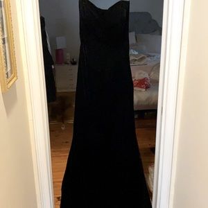 Black velvet strapless gown-timeless—Sherri Hill